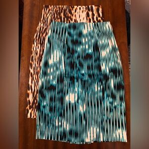 2-Wothington chic animal print skirt and teal pattern set.